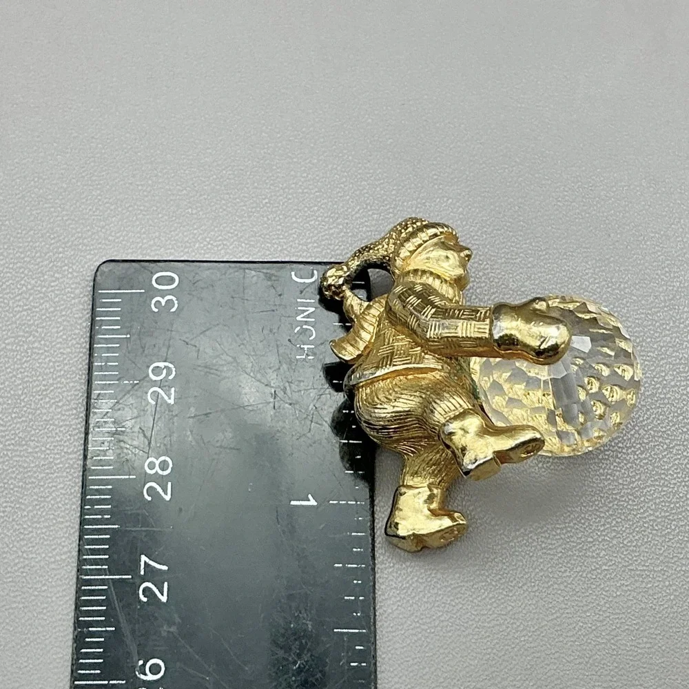 Swarovski Crystal Gold Tone Boy With Snowball Figurine Small Christmas Decor